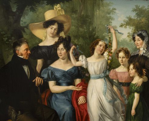 Michelangelo Grigoletti - La familia París con la noble Isabella Fossati Mazzarolli
