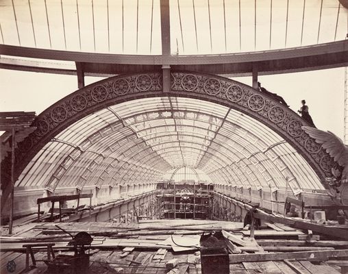 Hippolyte Deroche; Francesco Heyland - Bau eines Steuerbogens für die Kuppel der Galleria Vittorio Emanuele II in Mailand