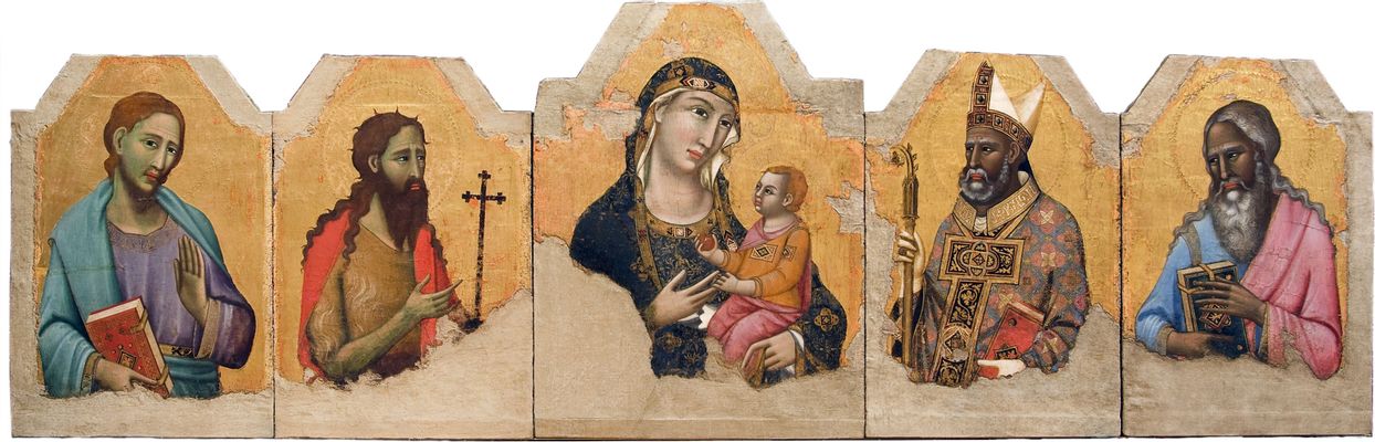 Meo da Siena - virgen y el niño con los santos