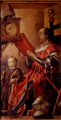 Pedro Berruguete - Portrait de Federico da Montefeltro et de son fils Guidobaldo