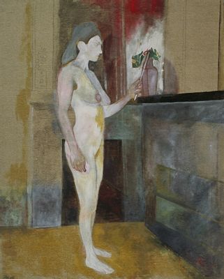 Mario Lattes - Nude woman painting