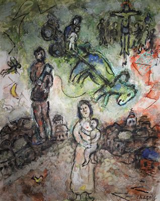 Marc Chagall - La charrette sur la ville