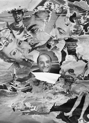 Mimmo Rotella - The artist while working on Mitologia 3