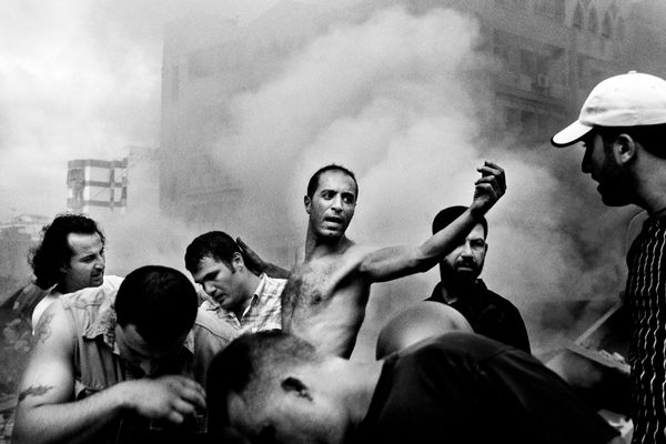 Paolo Pellegrin -  Moments after an Israeli air strike destroyed several buildings in Dahia. Beirut