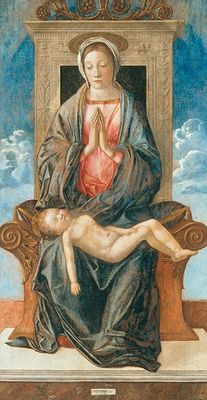 Giovanni Bellini - Madonna Enthroned Cherishing the Sleeping Child 