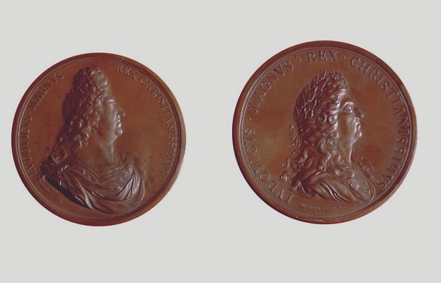 Ludwig XIV. gewidmete Medaille zum Gedenken an die französische Bombardierung von Genua im Jahr 1684