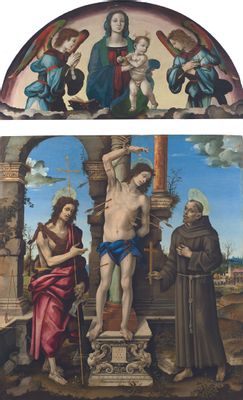 Filippo Lippi - Saints Sebastian, John the Baptist and Francis