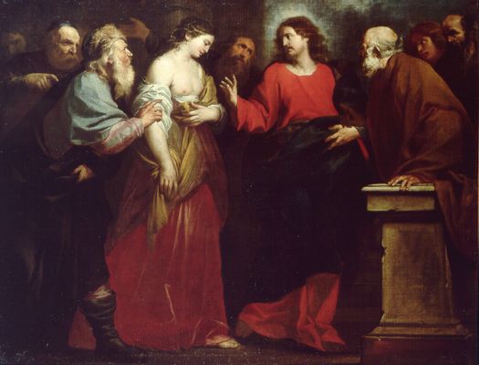 Orazio De Ferrari - Cristo y la adúltera