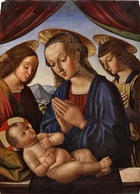 Giovanni Santi - Madonna and Child with two angels