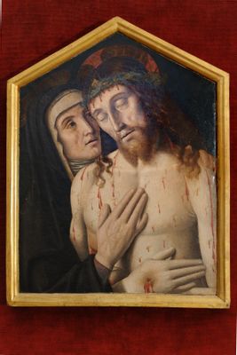 Giovanni Santi - Dead Christ and St. Clare