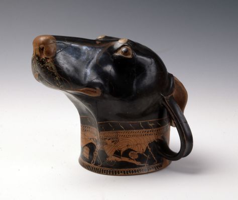  Rhyton in the shape of a dog's head, terracotta