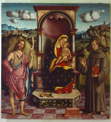 Pietro Paolo Agabiti - Enthroned Madonna with Child and SS. Giovanni Battista and Antonio da Padova
