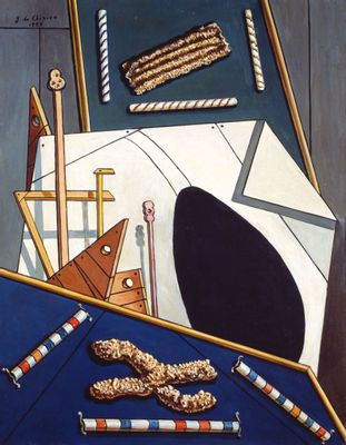 Giorgio de Chirico -  Interno metafisico con ovale nero