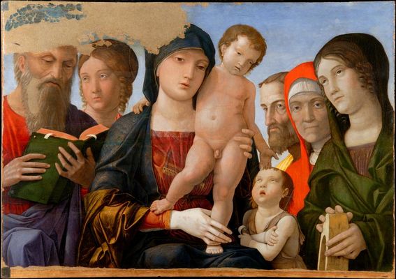 Andrea Mantegna - Madonna und Kind mit sechs Heiligen