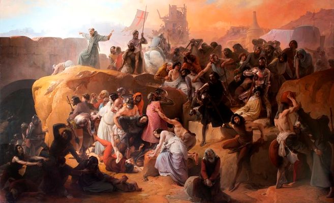 Francesco Hayez - La sete patita dai primi crociati sotto Gerusalemme