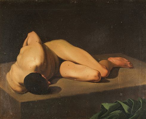 Annunziato Vitrioli - hombre desnudo en el suelo