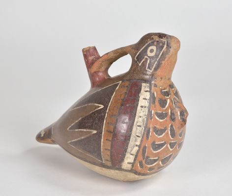 Zoomorphic bottle with spout and bridge handle