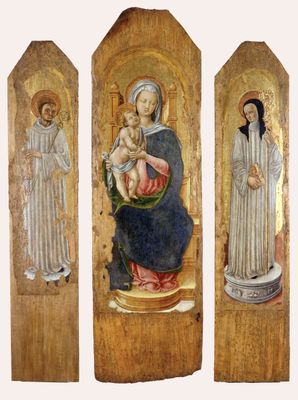 Antonio Vivarini -  Madonna and Child Enthroned between San Benedetto and Santa Scolastica