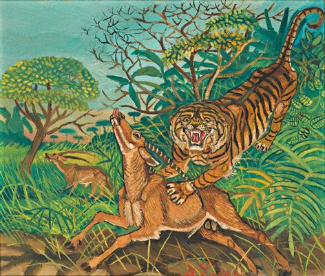 Antonio Ligabue - Tiger and gazelle