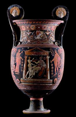 Apulian Painted krater (vase), decorated with a scene of offering to the deceased