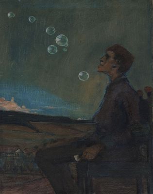Max Beckmann - Selbstporträt mit Seifenblasen