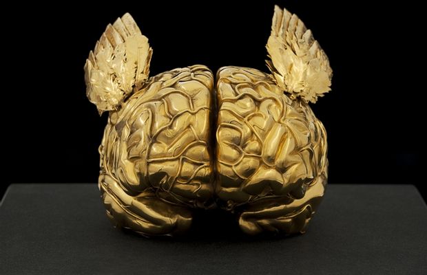 Jan Fabre - Golden Human Brain with Angel Wings