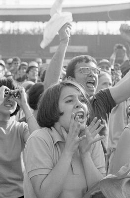 Delirious fans at the Beatles concert at the Vigorelli in Milan, June 24, 1965