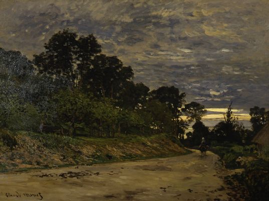 Claude Monet - Paisaje campestre al atardecer