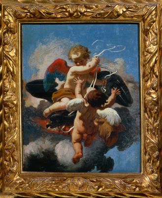 Jean Boulanger - Two putti playing with an eagle