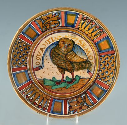 Plate with tawny owl