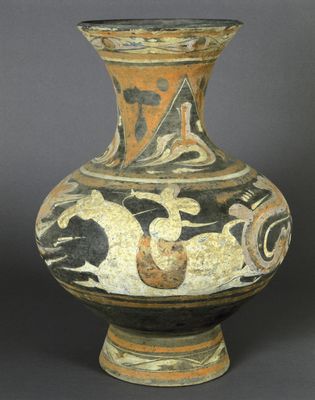 Vase Hu à décor peint