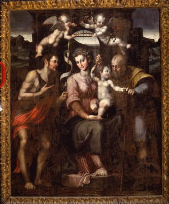 Raffaellino del Colle - Sagrada familia con San Juan Bautista