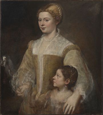 Tiziano Vecellio, detto Tiziano - Portrait of a Lady and Her Daughter