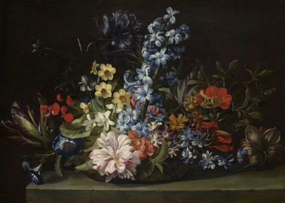 Jan van den Hecke - Basket of flowers