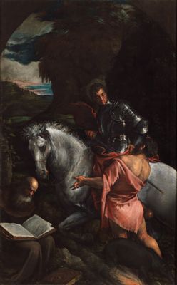 Jacopo Da Ponte - San Martino and the poor with Sant'Antonio Abate