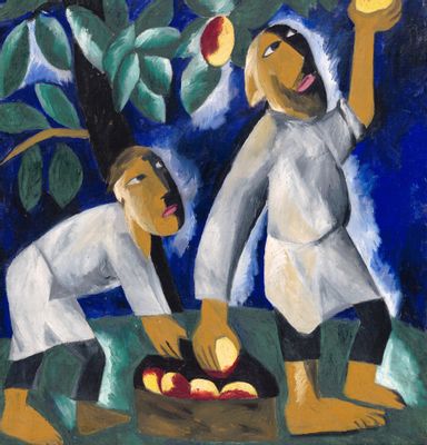 Natalia Goncharova - Peasants harvesting apples