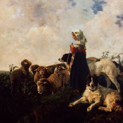 Giuseppe Palizzi - Shepherdess on the mountain