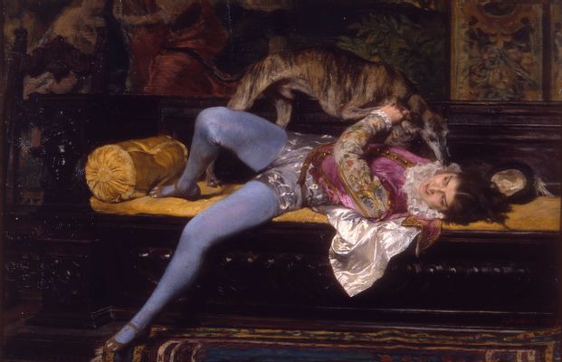 Giovanni Boldini - The paggio, play with greyhound