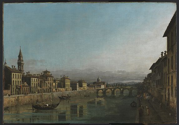 Bernardo Bellotto - L'Arno verso il ponte alla Carraia, Firenze
