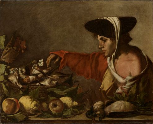 Hendrick ter Brugghen - Niño con fruta y canasta de juego.