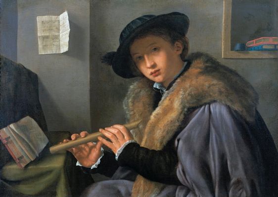 Giovanni Girolamo Savoldo - Portrait of Young Man with Flute