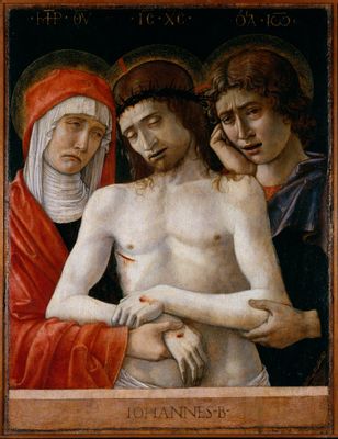 Giovanni Bellini - Cristo en la Piedad entre la Virgen y San Juan Evangelista