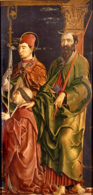 Cosmè Tura - San Maurelio and San Paolo with cardinal Bartolomeo roverella