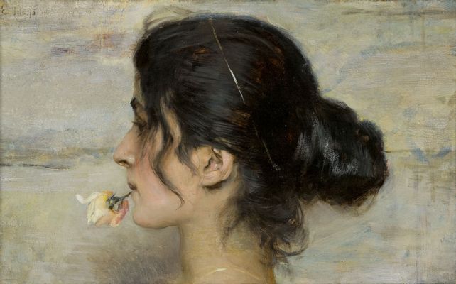 Ettore Tito - With the rose through the lips