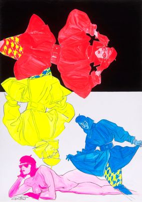 Antonio Lopez - "Sportmax - Capas circulares en colores fluorescentes"