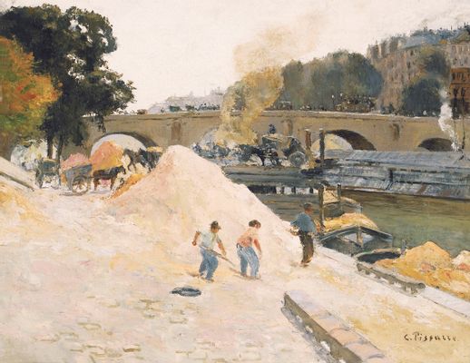 Camille Pissarro - Along the Seine in Paris. The Pont-Marie seen from the quai d'Anjou
