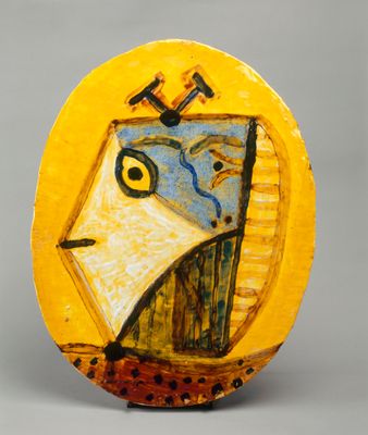 Pablo Picasso - Ovaler Teller mit Kopf bemalt