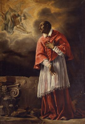 Orazio Borgianni - San Carlo Borromeo in adorazione della Trinità