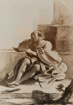 Giambattista Piranesi - Vecchio seduto su una roccia