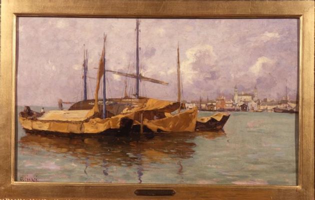 Guglielmo Ciardi - Barges in the lagoon